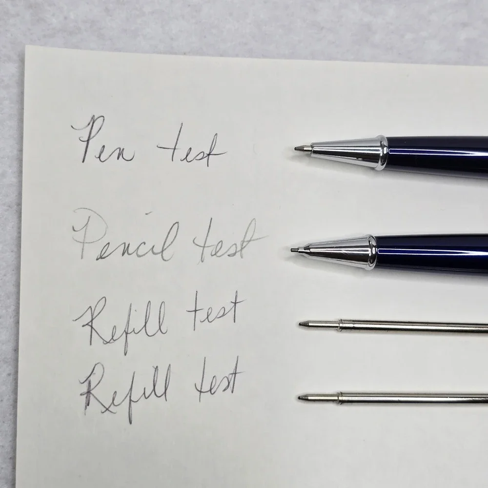 Bill Blass Blue Chrome Ballpoint Pen Mechanical Pencil Set Refills BB0091RF
